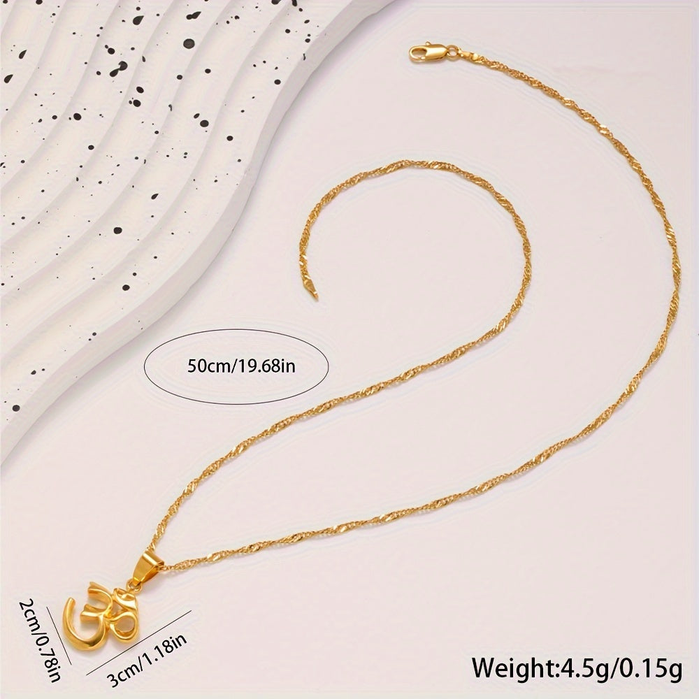 Uniseks 18K oltin qoplangan misdan tayyorlangan Om ramzi taqinchoq zanjir vintage uslubdagi zargarlik buyumlari