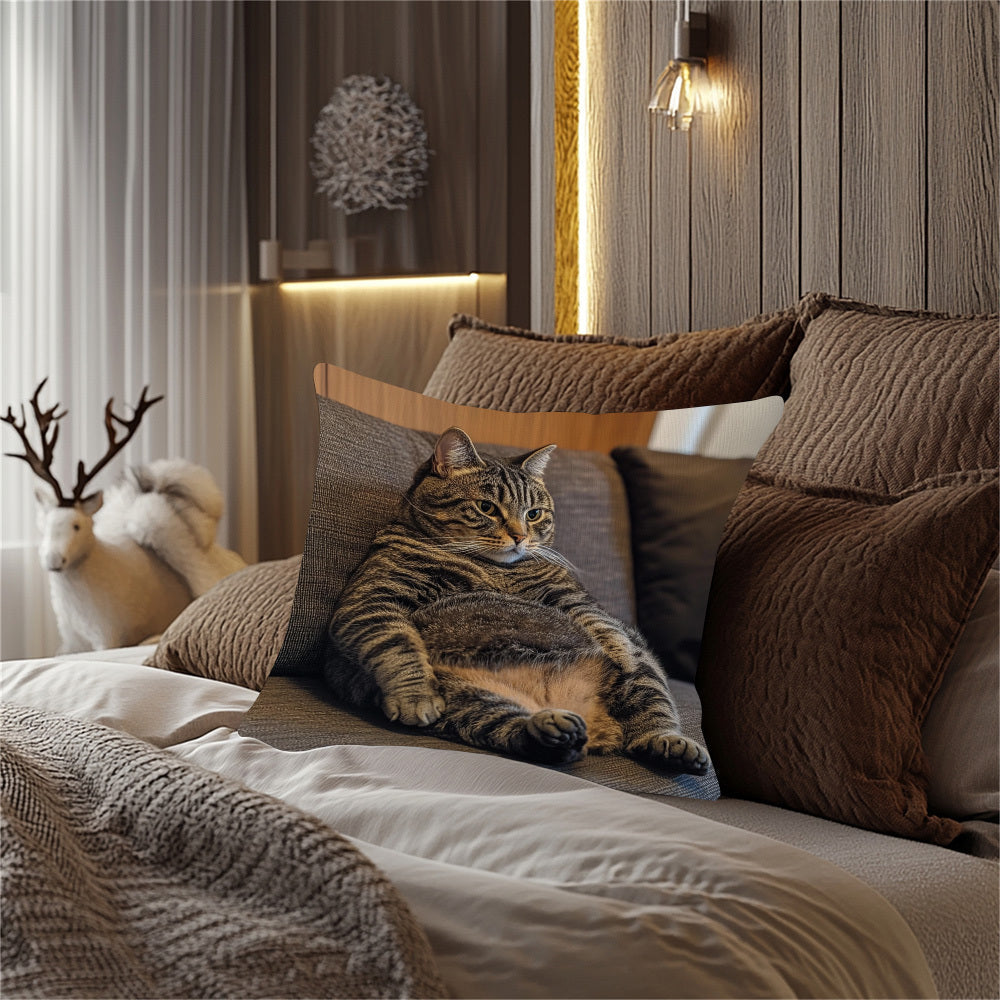 Double-Sided Cat Throw Pillow Cover Winter Decor Sofa Cushion Cover Christmas Thanksgiving Polyester 18x18