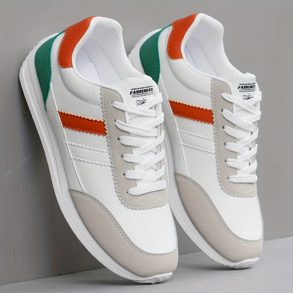 Men's Color Block Low Top Lace-Up Sneakers Casual Outdoor Shoes for Men