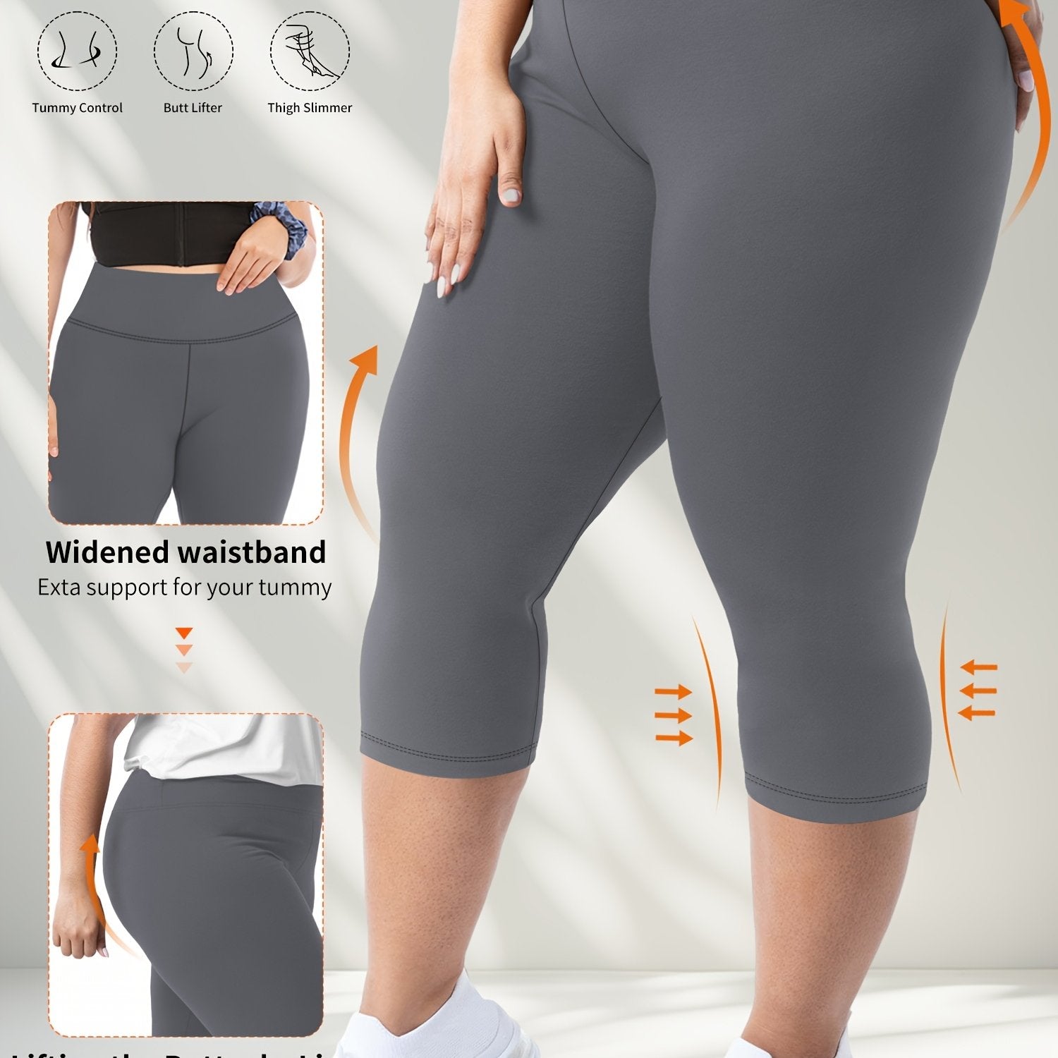 Plus Size High-Waisted Leggings Spring Summer 7-Point Yoga Workout