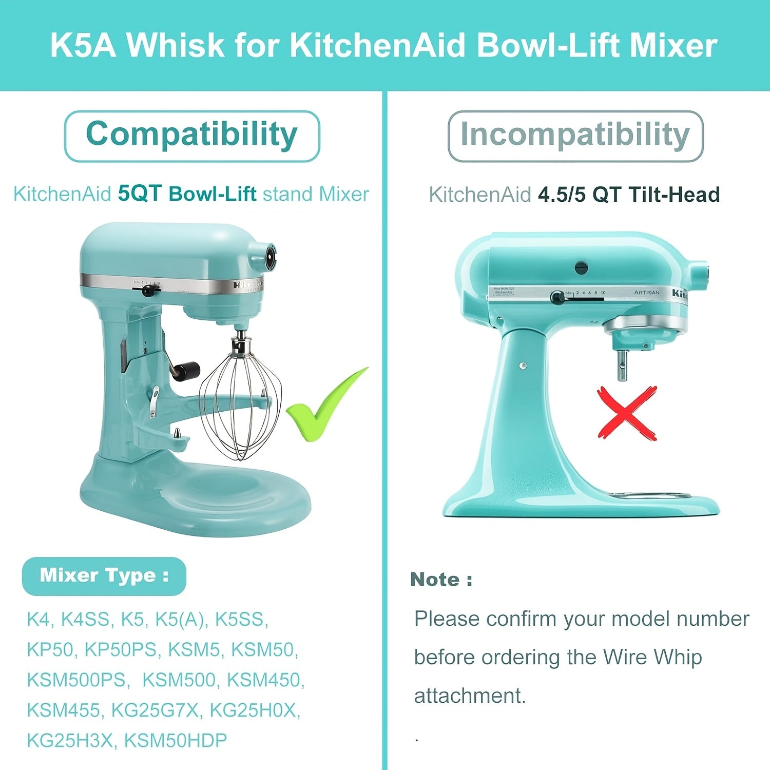 Egg Beater Replacement Part for KitchenAid 4.5-5QT Tilt-Head and Lift Bowl Mixers