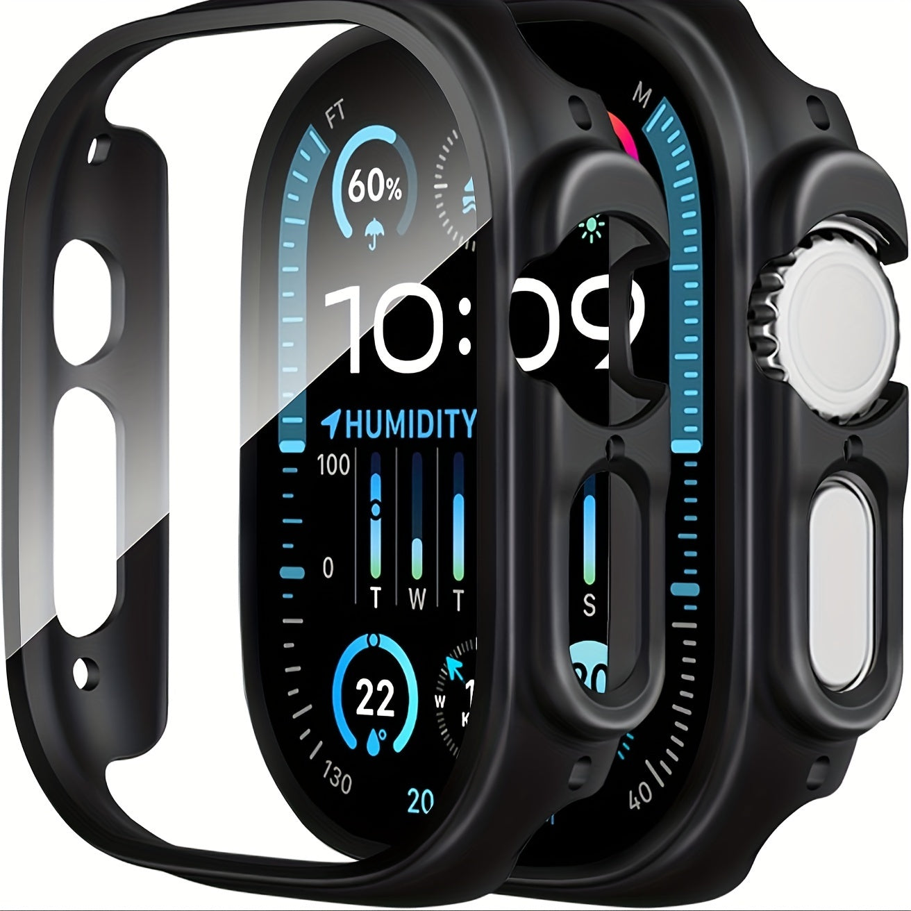 Hard PC Case with Tempered Glass Screen Protector for Apple Watch Series Ultra/10/9/8/7/6/5/4/SE Slim Clear Scratch-Resistant