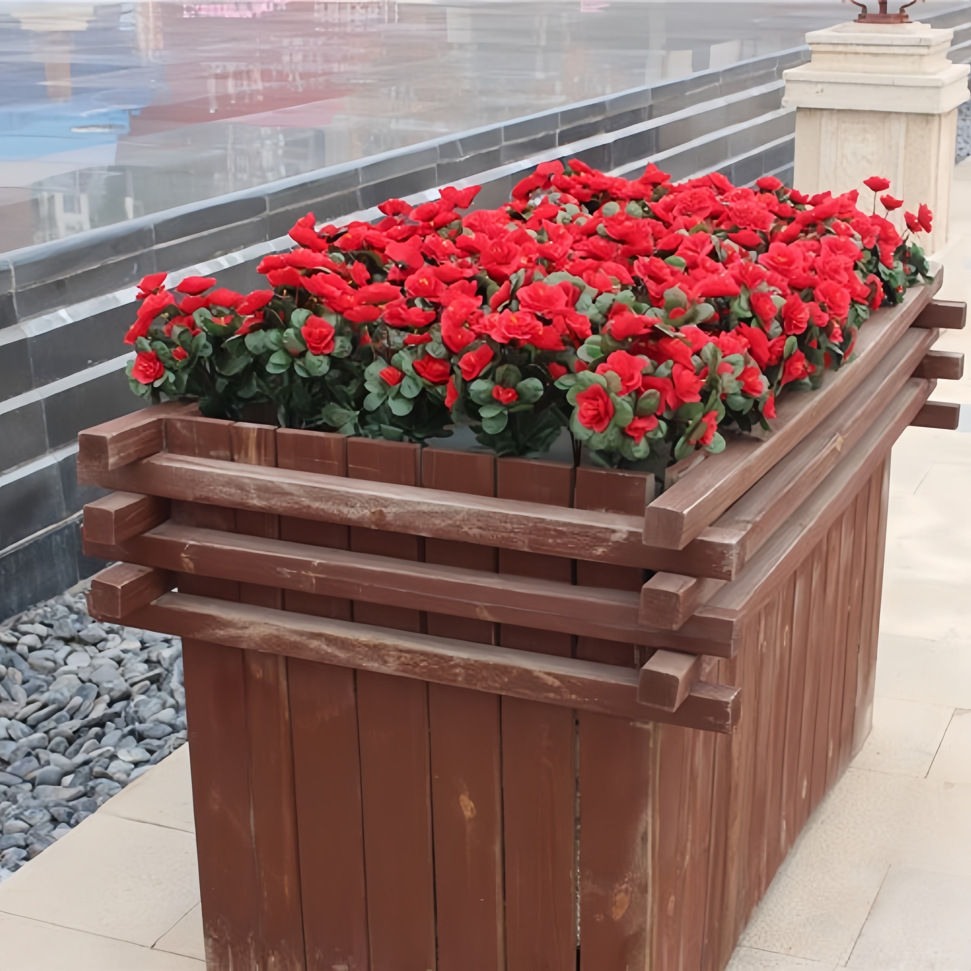 Искусственные азалиевые гирлянды с 21-цветковыми пластиковыми стеблями для уличного декора.