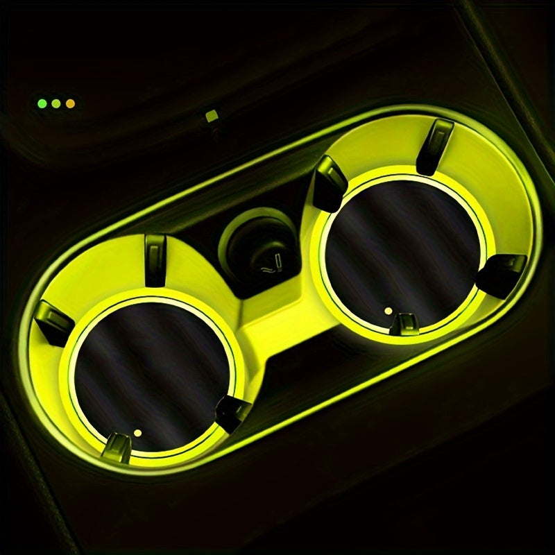 LED Car Cup Holder Neon Light Intelligent Sensing Colorful Atmosphere Light with 7 Colors