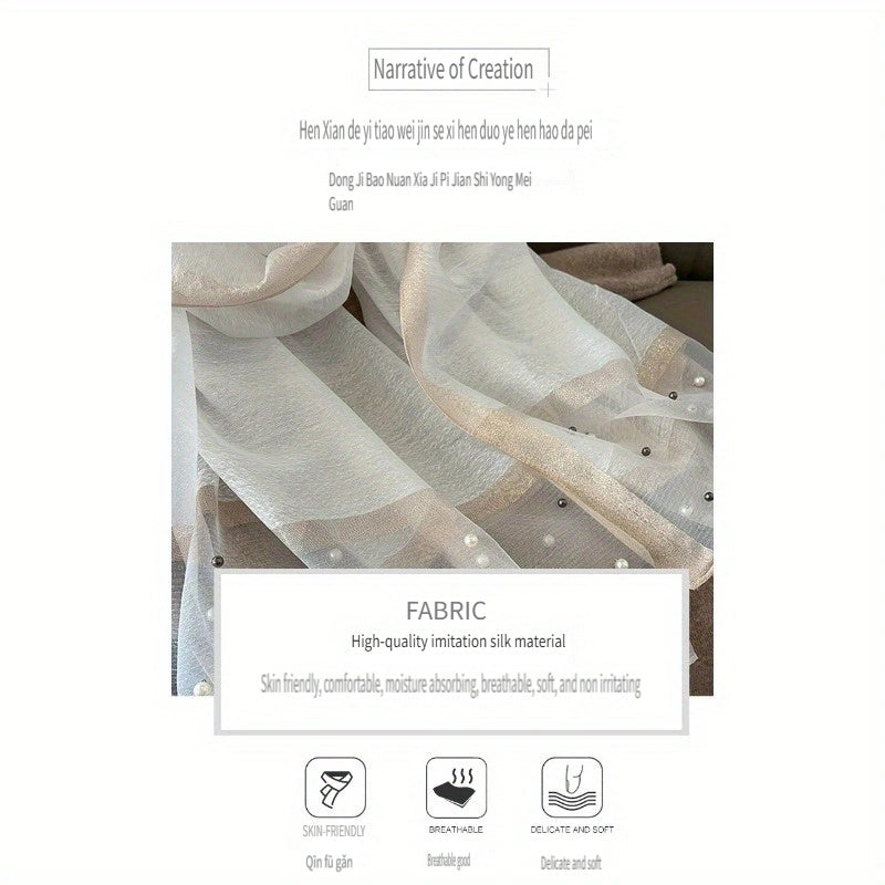 Women's Polyester Solid Color Scarf Breathable Windproof Decorative Studded Casual Accessory