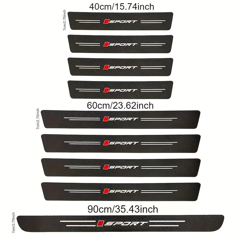 9 dona karbon tolali chegarani himoya qiluvchi antislip chiziqli chiziqli avtomobil eshigi chet qoplamalari