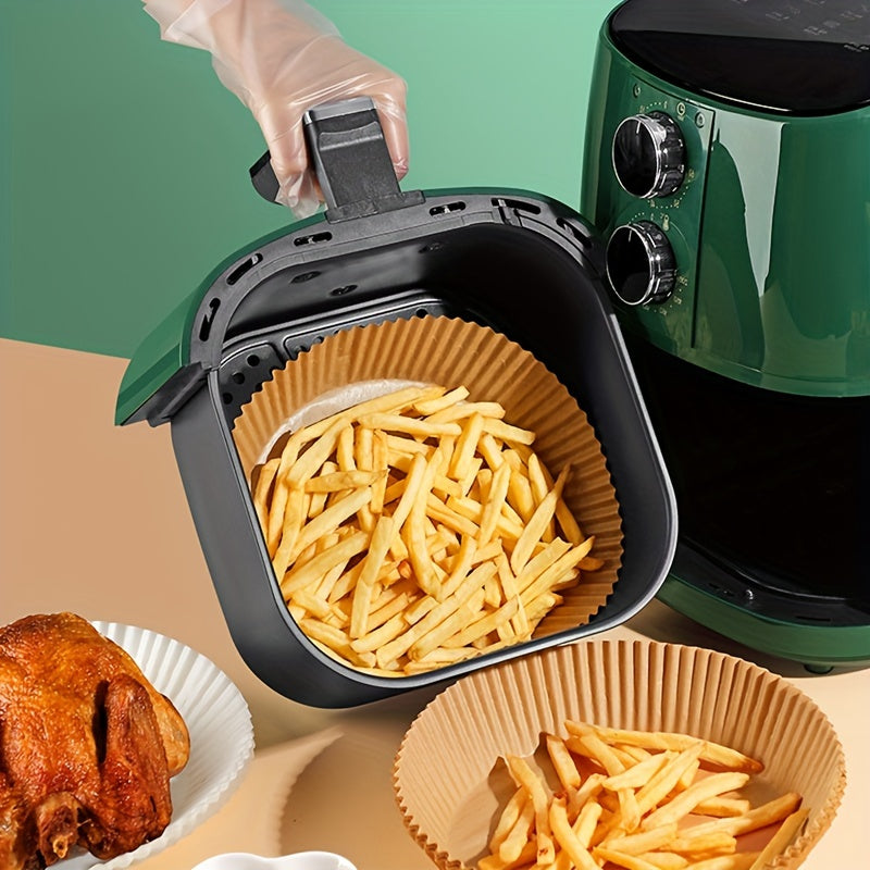 25/50 piezas de liners de papel desechables para freidora de aire, antiadherentes, resistentes al aceite, impermeables, papel de horno de 16cm