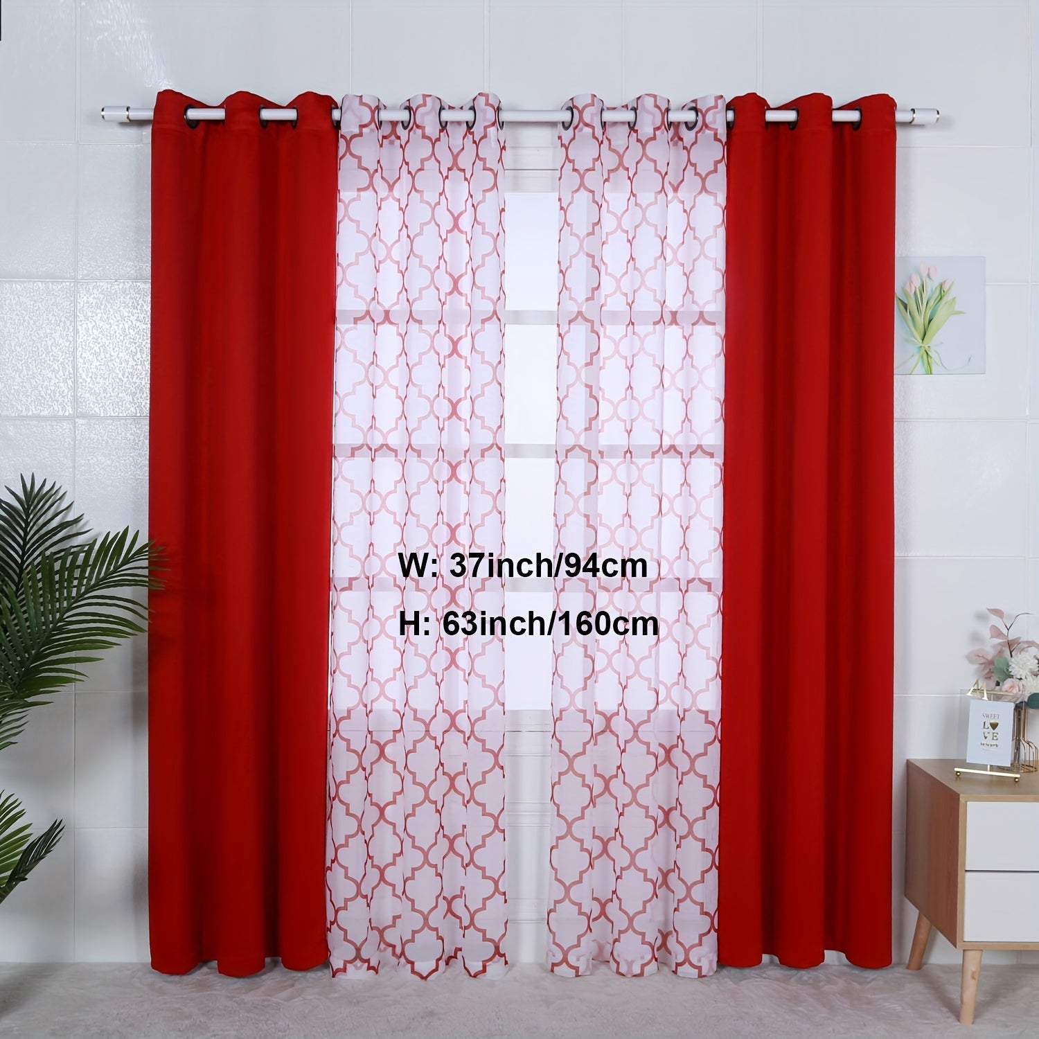Blackout Curtains and Sheer Panels Set with Snowflake Pattern Indoor Window Decor