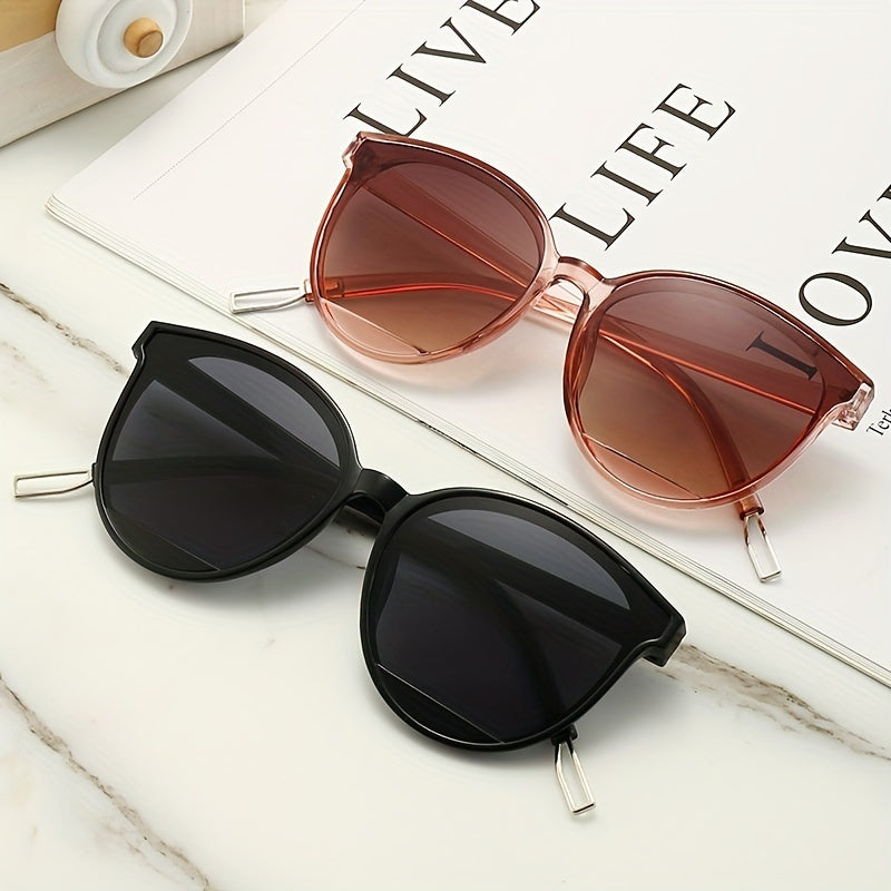 Unisex Cat Eye Sunglasses with Gradient Lenses, Casual Hollow Earpieces