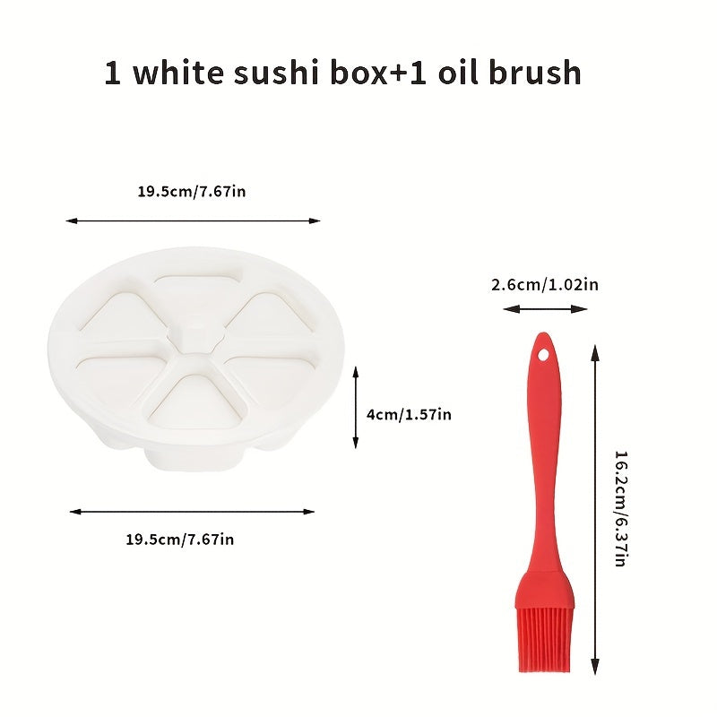 Triangle Sushi Mold Set with 6 Pieces and Oil Brush for Onigiri and Bento