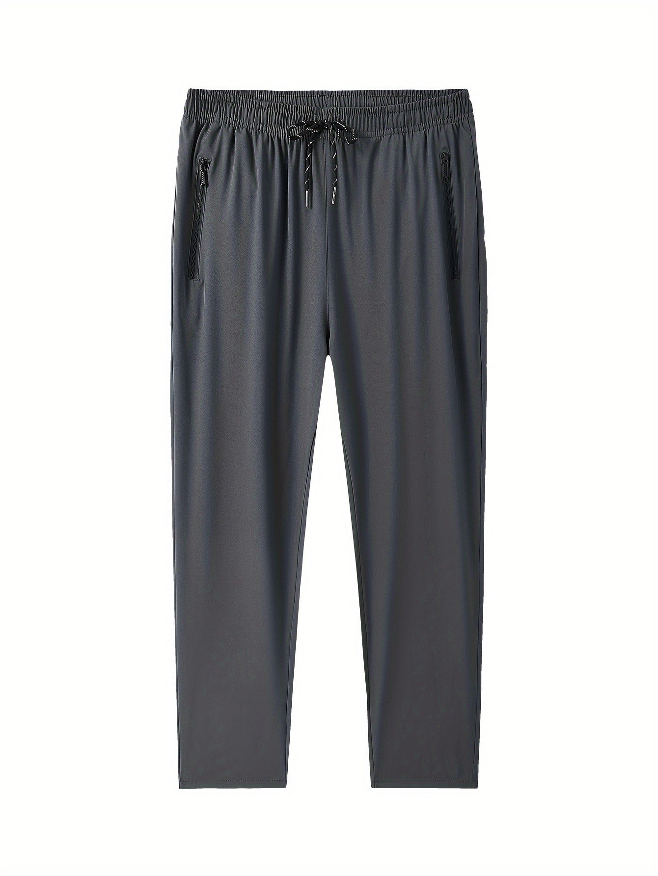 Men's Casual Sports Running Pants Polyester Slight Stretch Breathable Quick-Dry Zipper Regular Fit for Spring Fall