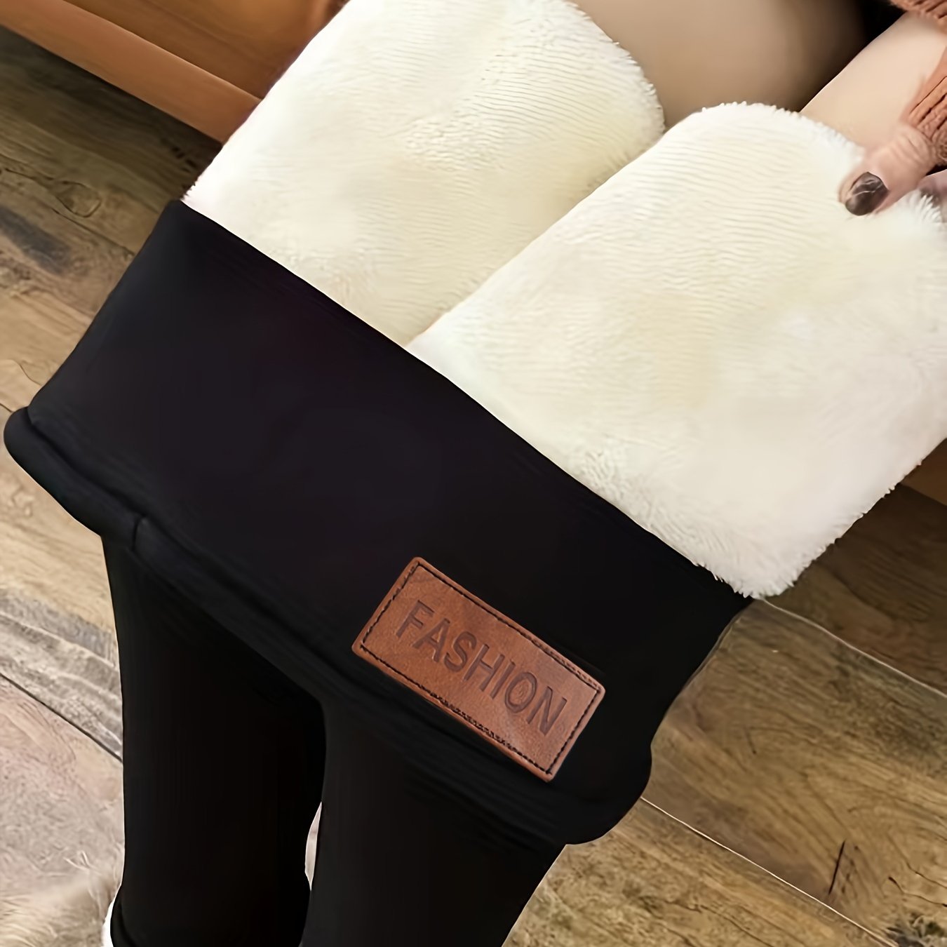 Women's Fleece-Lined High-Waisted Leggings Polyester Elastane Solid Color