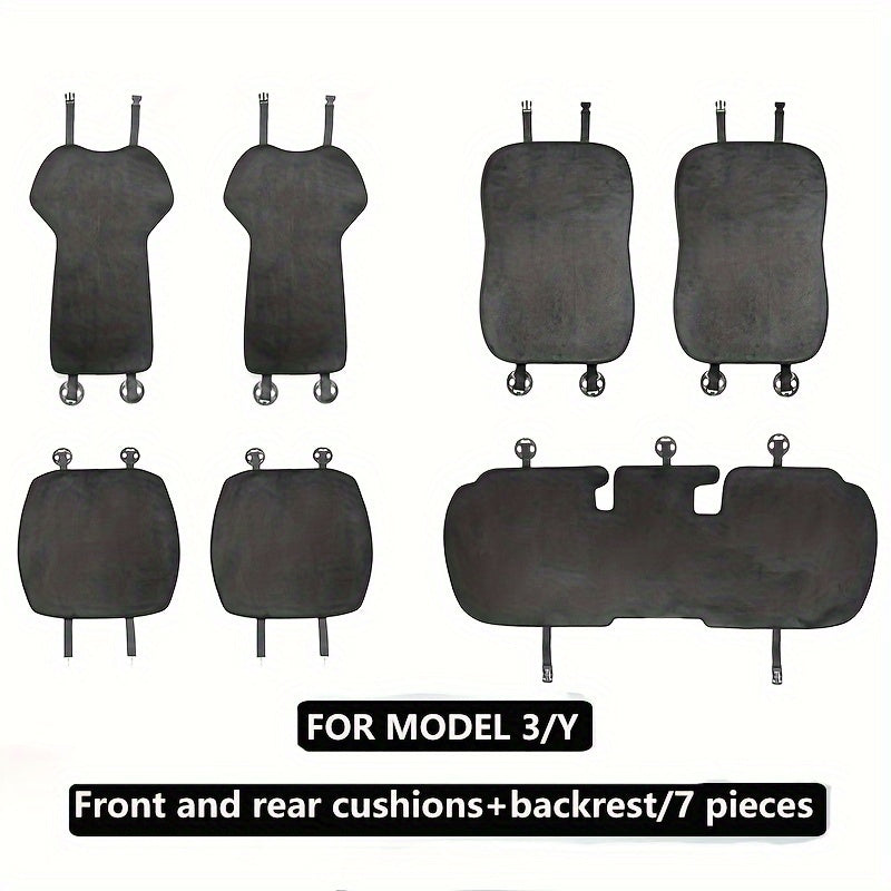 All-Season Flannel Seat Cushion Covers for Tesla Model 3 and Y Rear and Front Seats