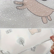 White PVC Wall-Mounted AC Dust Cover with Whimsical Illustrations