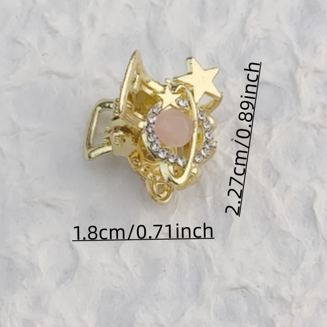 Set of 6 Elegant Mini Hair Clips with Faux Pearls Rhinestones for Women Girls