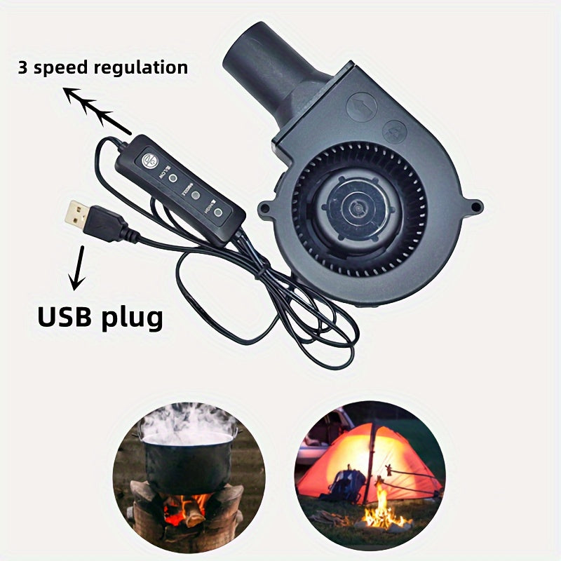 Portable USB Fan with Duct, 3-Speed Adjustable Airflow for Desktop Cooling