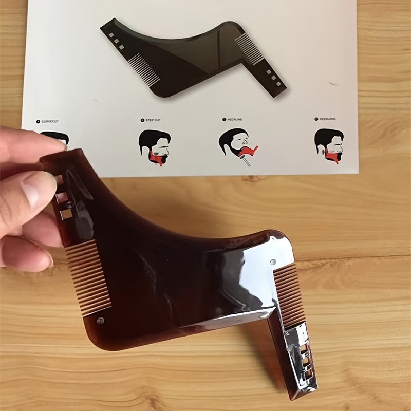 Peine y plantilla para dar forma a la barba de hombre para el cuidado y peinado diario
