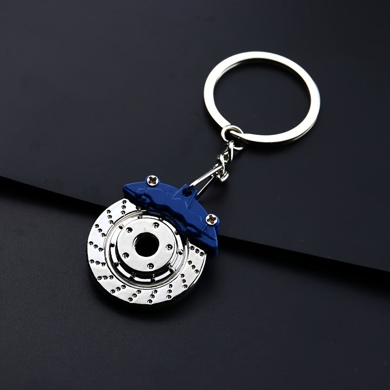 Rotating Zinc Alloy Brake Disc Keychain Car Accessory for Keys and Bags