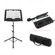 Foldable Music Stand with Adjustable Height Alloy Frame Black for Sheet Music