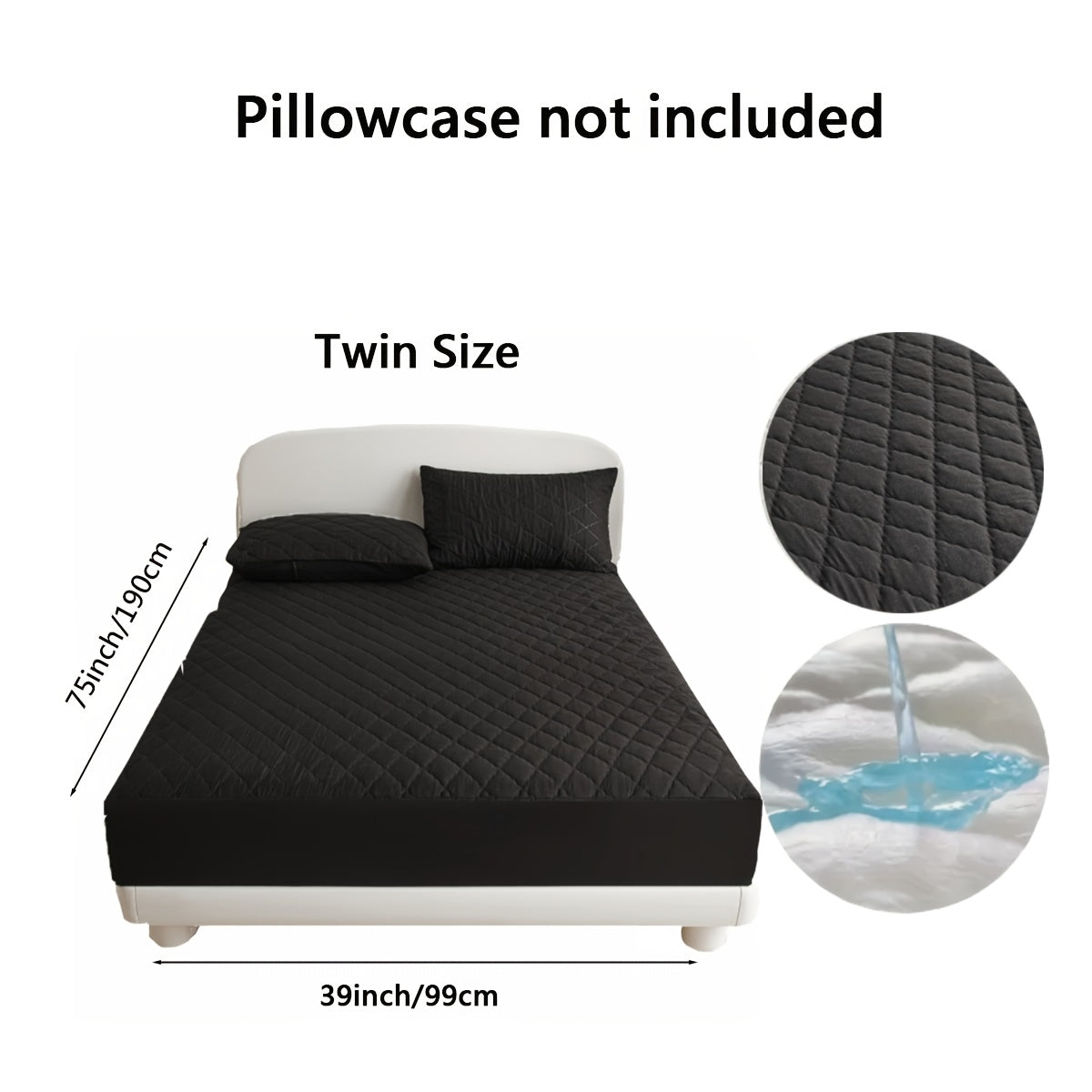 100% to'quv polyesterdan tayyorlangan diametrli qoplamali suv o'tkazmaydigan yostiq himoyachisi. Mashinada yuvish mumkin va bir nechta o'lchamlarda mavjud (yostiq qoplamalari kiritilmagan).