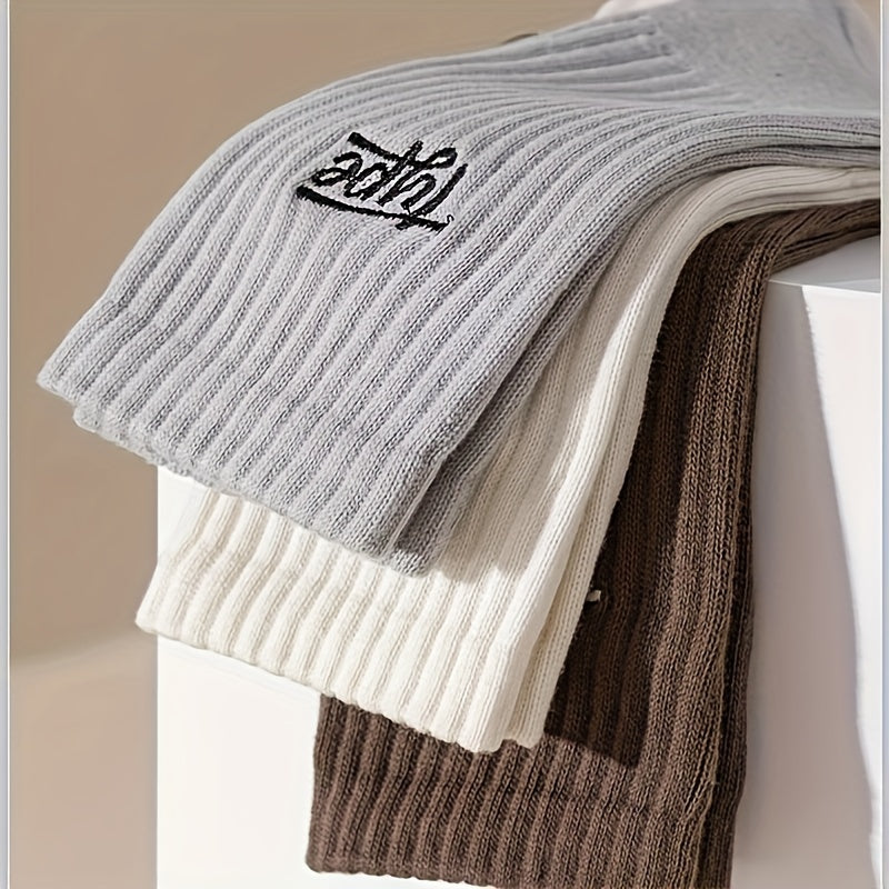 Men's 3-Pack Crew Socks Breathable Polyester Moisture-Wicking Anti-Odor Ribbed Cuffs