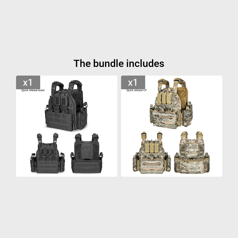 Adult Outdoor Training Vest Water-Resistant Breathable Quick Dismantling Black Polyester