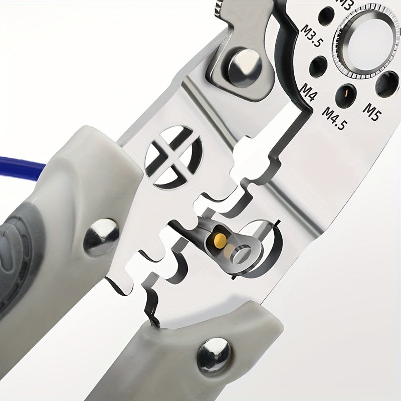 Multi-Functional Electrician Wire Stripping Pliers with Metal Grey Finish and Rubber Handle