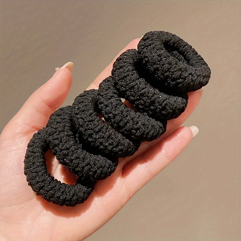 Scrunchies gruesos y anchos con textura y bandas elásticas para el cabello en marrón, blanco y beige