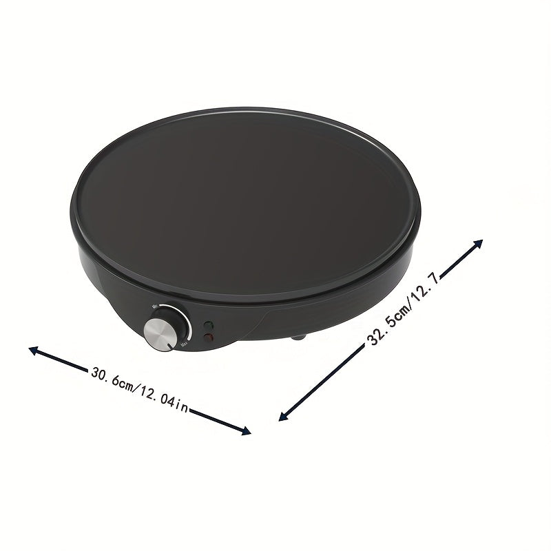 12-Inch Electric Crepe Maker Adjustable Temperature Non-Stick Surface Includes Wooden Spatula