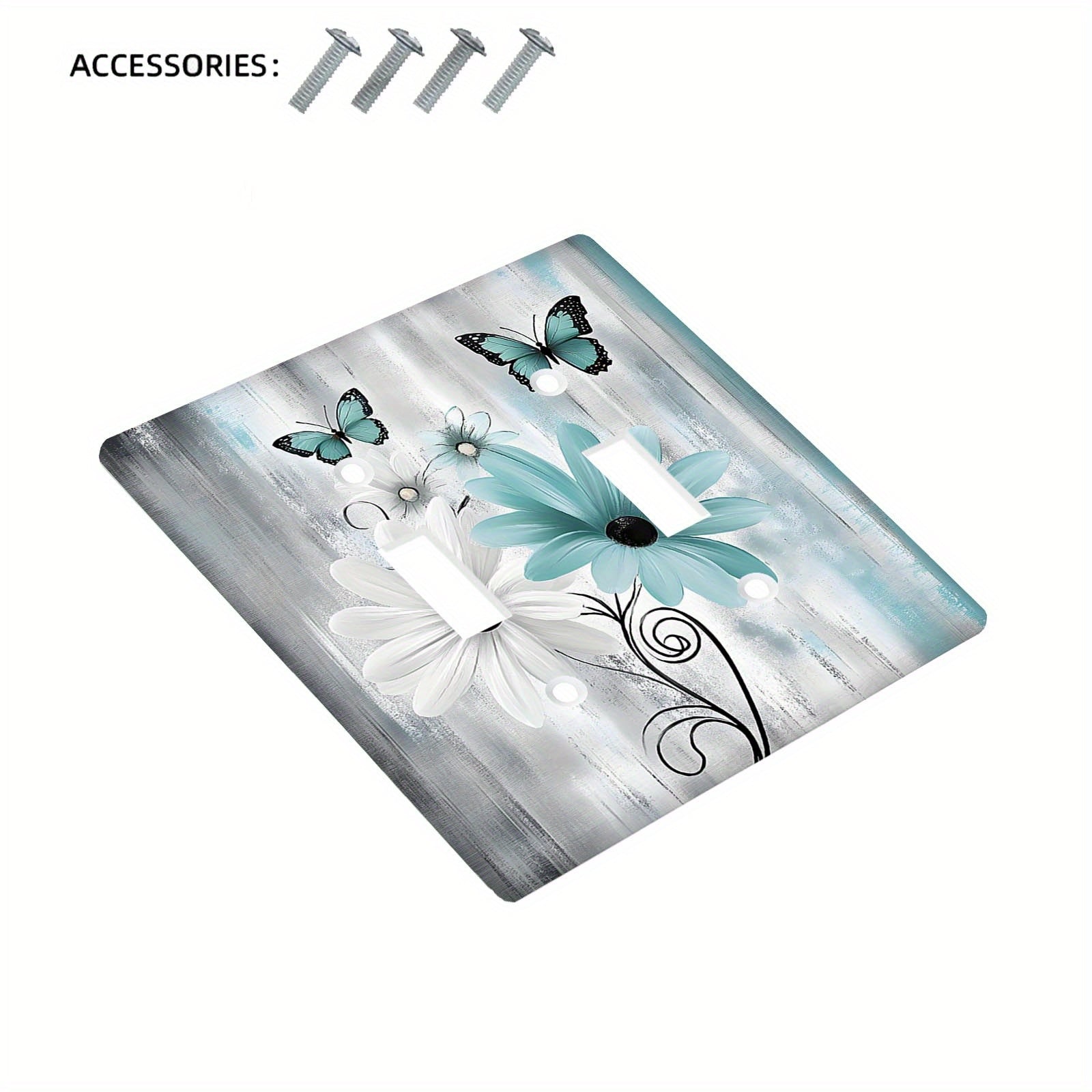 Teal Daisy and Butterfly Light Switch Cover Farmhouse Style Easy to Install 1 or 2 Gang
