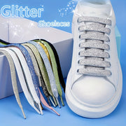 Unisex Pearlescent Colorful Shoelaces 120Cm Glitter Silk White Black