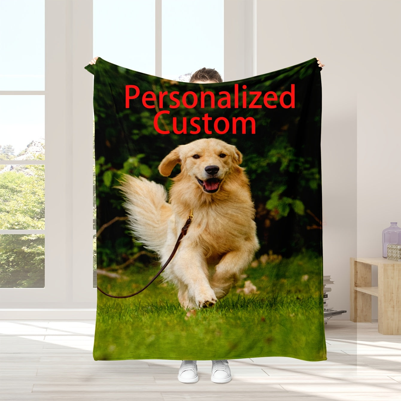 Personalized Soft Polyester Fleece Blanket for Photos of Pets and Travel Memories for All Ages