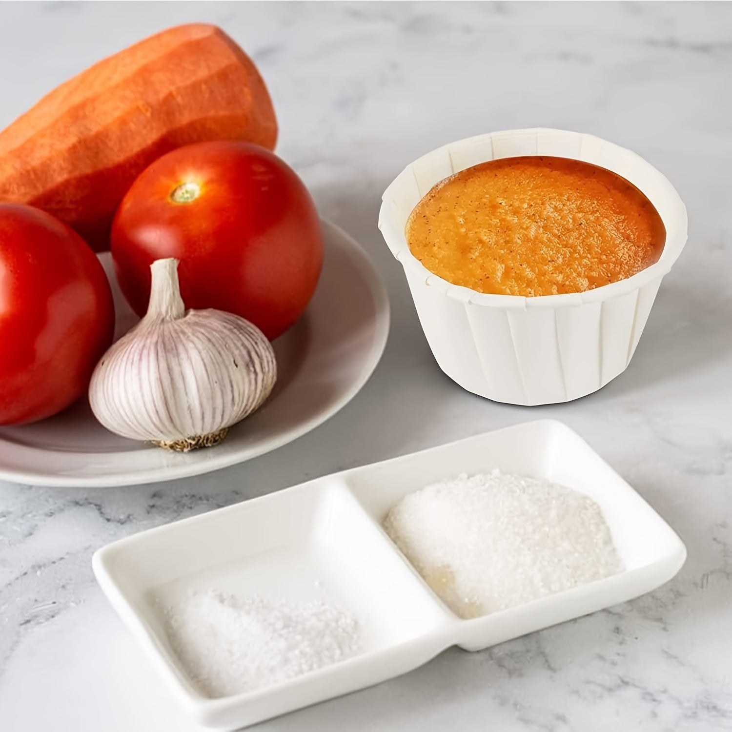 Pack of 100 White Paper Souffle Cups Small Disposable Portion Cups for Condiments and Desserts