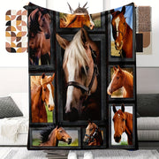 Reversible Soft Flannel Horse Blanket for Kids and Adults Bed Couch Travel