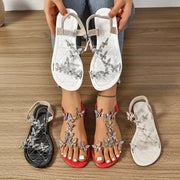 Women's Summer Butterfly Rhinestone Decorated Flat Sandals Open Toe
