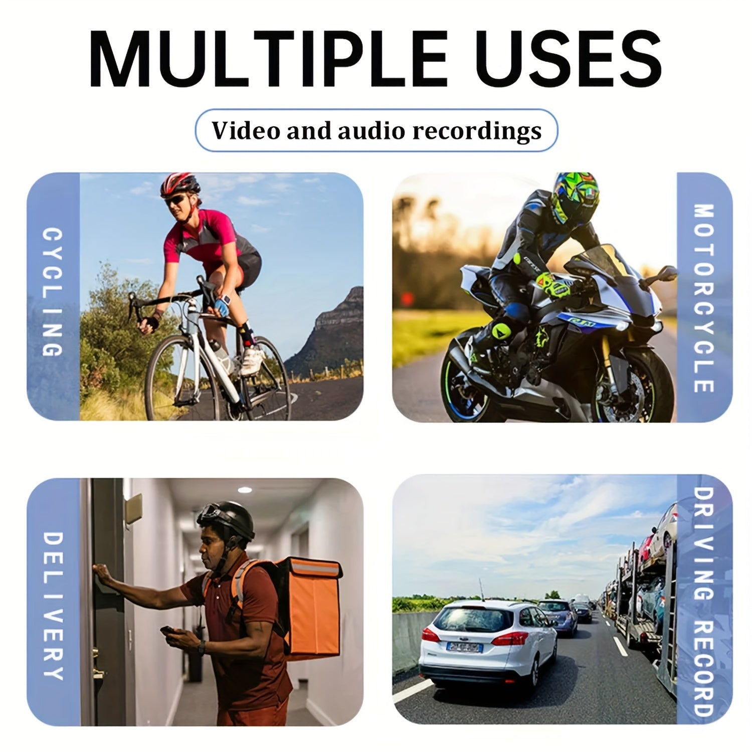 Audio va video yozuvi bilan jismoniy kamera, 6 soat, 1080P kechqurun ko‘rish, 180° aylanuvchi linza, shaxsiy sayohat va sport uchun