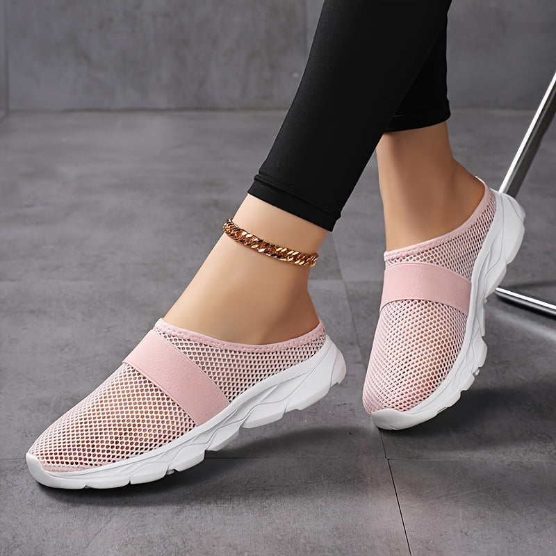 Women's Mesh Slip-On Loafers Breathable Casual Flat Shoes Black