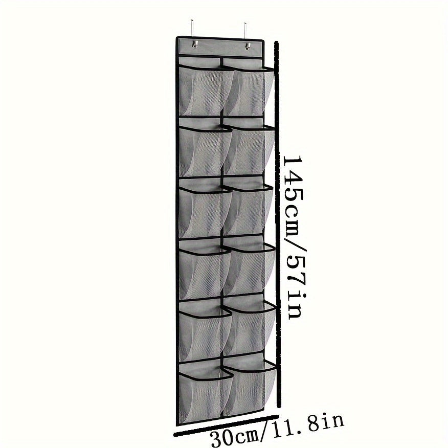 Hanging Fabric Storage Bags with 12 Pockets Wall-Mounted Mesh Pouches for Clothes Toys Snacks Shoes