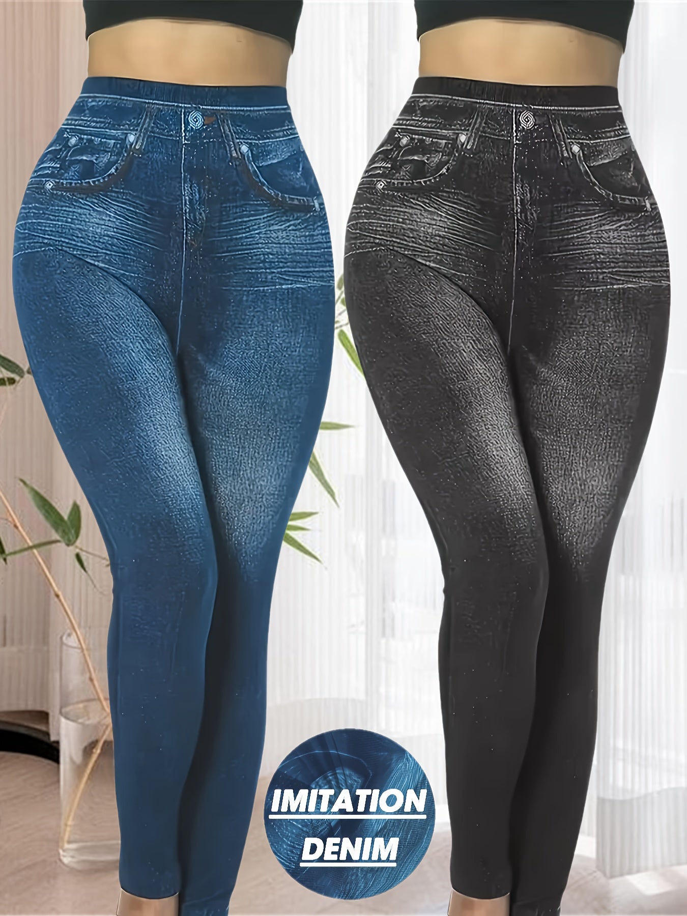 Plus-Size Women's Stretchy Denim Two-Piece Set All-Season Casual