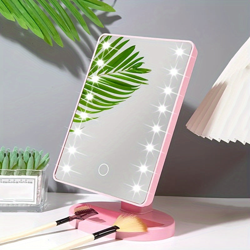 Portable Makeup Mirror with 16 LED Lights Touch Control Adjustable Brightness Battery or USB Powered