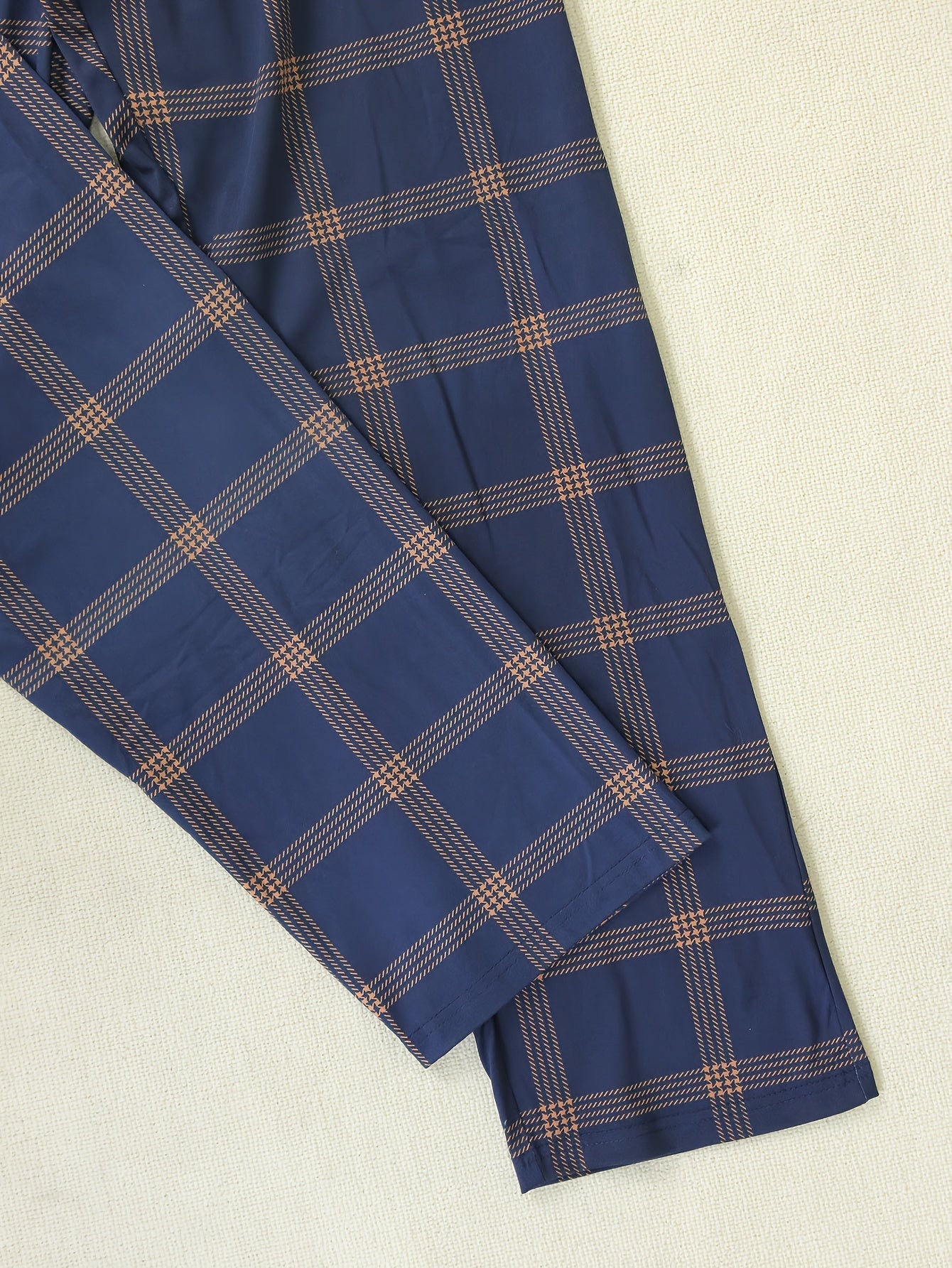 Men's Spring and Autumn Pajama Set Long Sleeve Casual Large Size Polyester Knit