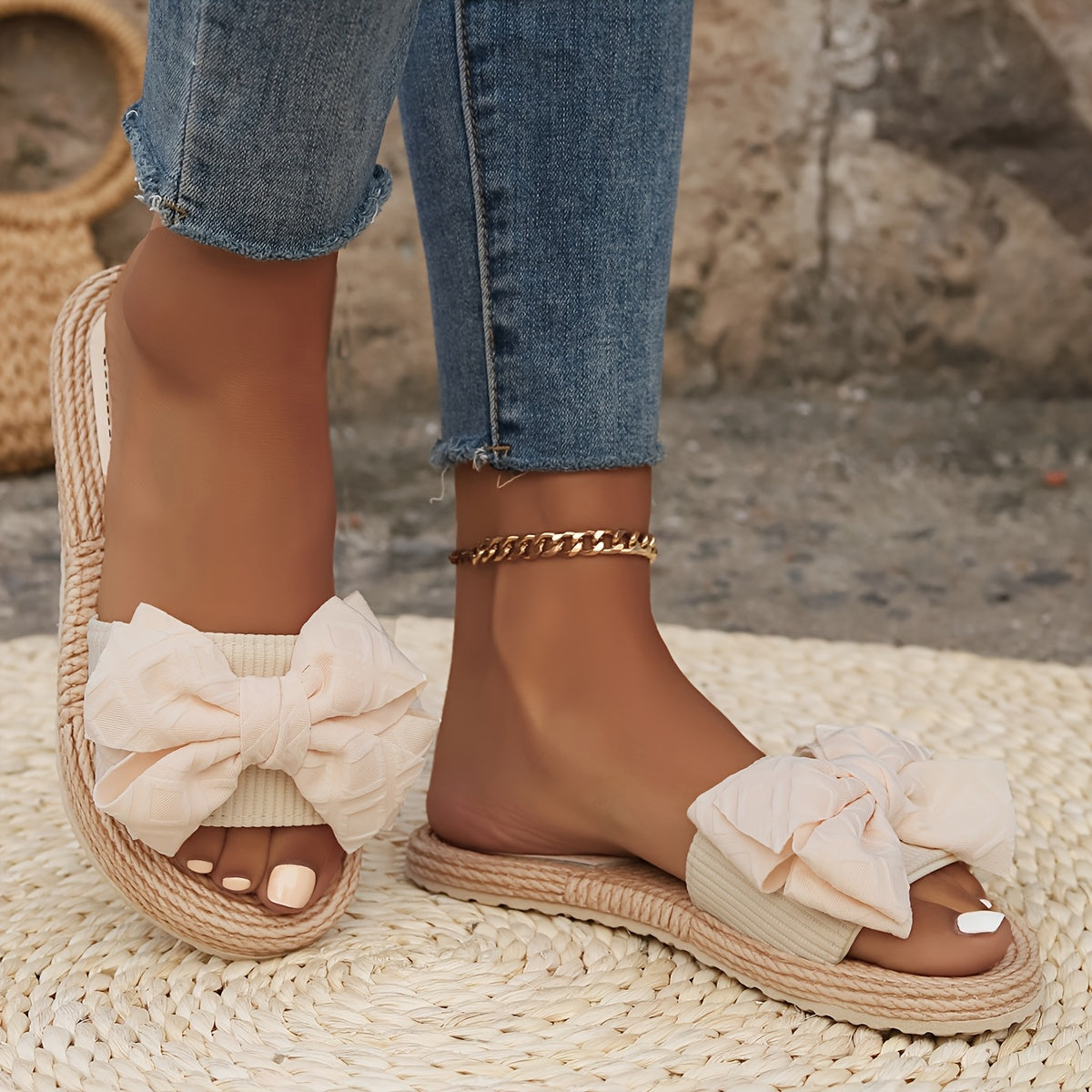 Women's Lightweight Bowknot Slide Sandals Open Toe Casual Summer