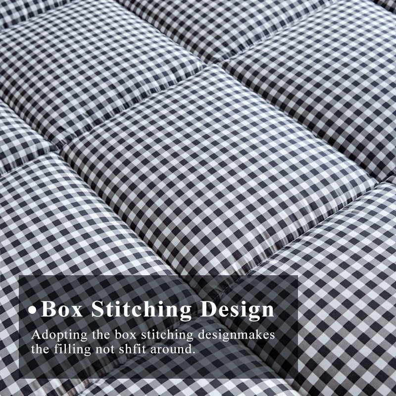 Extra Thick Breathable Quilted Mattress Topper with Elastic Straps All-Season Comfort