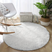 Soft White Round Plush Area Rug for Living Room Bedroom Non-Slip Machine Washable