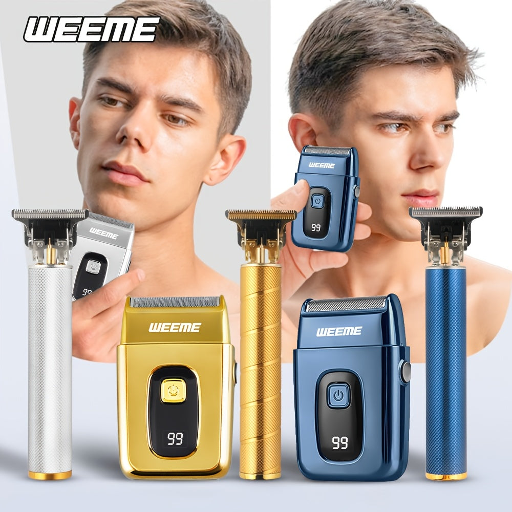 Facial Grooming Set with Razor and T-Shape Trimmer for Shaving Haircutting