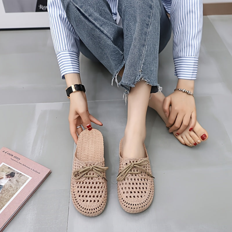 Women Summer Slippers with Head Cover Hollowed-out Indoor Outdoor Slip-ons