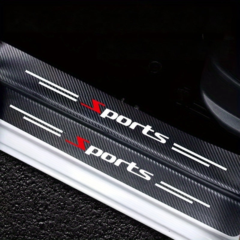 Universal Faux Leather Door Threshold Stickers Matte Finish Self-Adhesive Scratch-Resistant Carbon Fiber