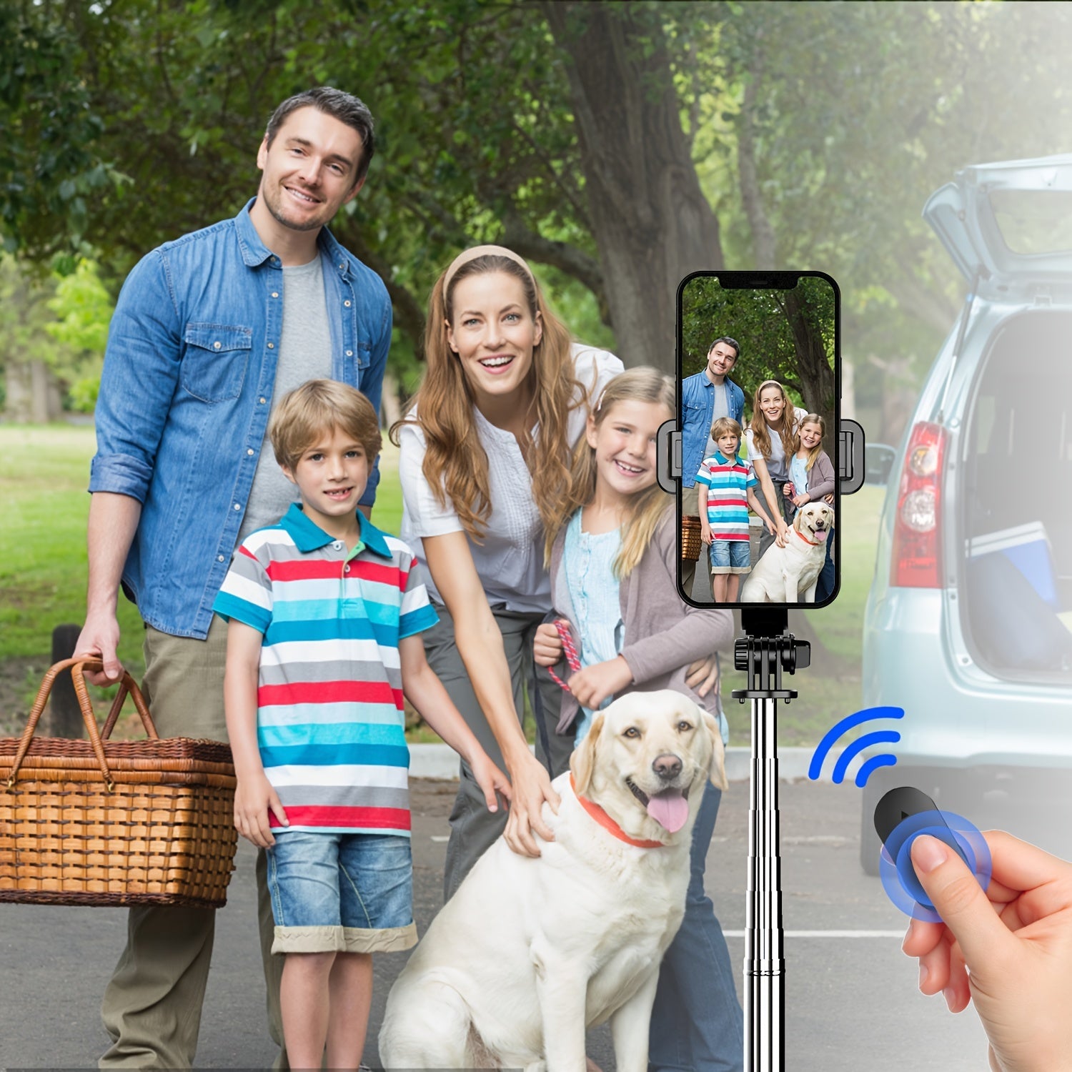 Turli xil smartfonlar uchun simsiz masofadan boshqarish pultiga ega bo'lgan cho'ziladigan selfie tayoqchasi tripod