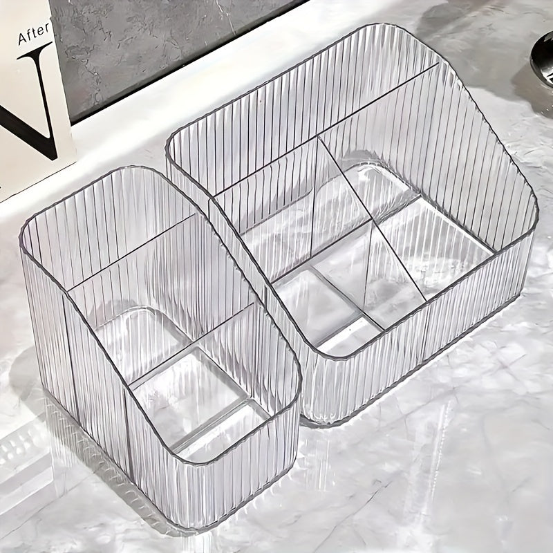 Clear Acrylic Makeup Organizer with Dividers Portable Adjustable Vanity Storage