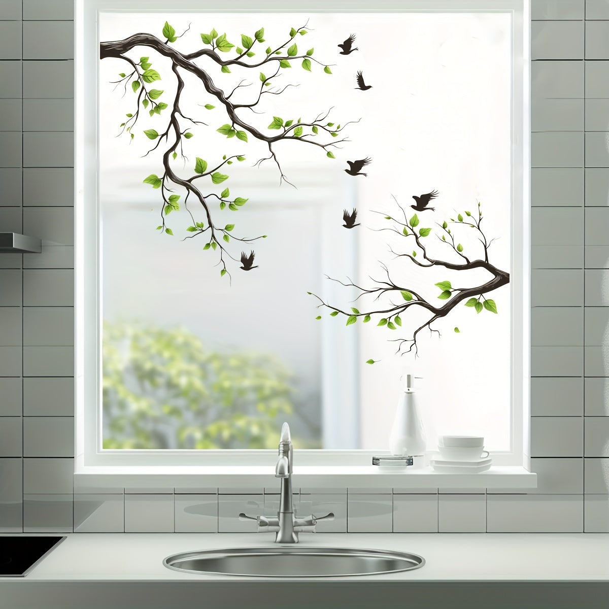 Waterproof PVC Wall Stickers with Floral and Bird Designs for Living Room Bedroom Office Decor